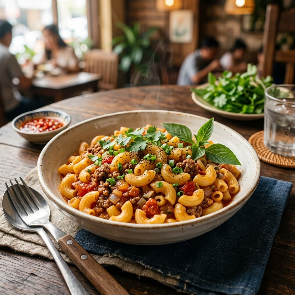 Nui Xào Bò Xốt Cà