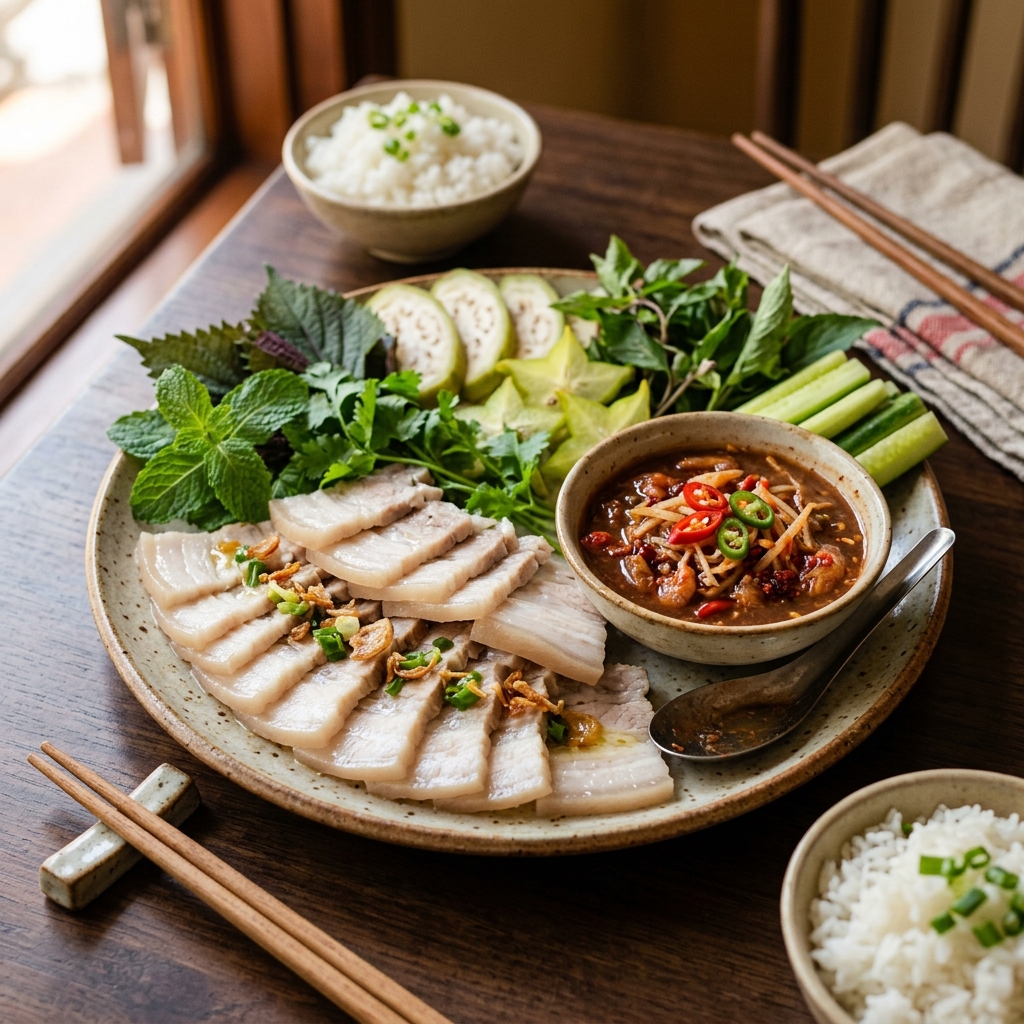 Thịt Luộc Chấm Tôm Chua